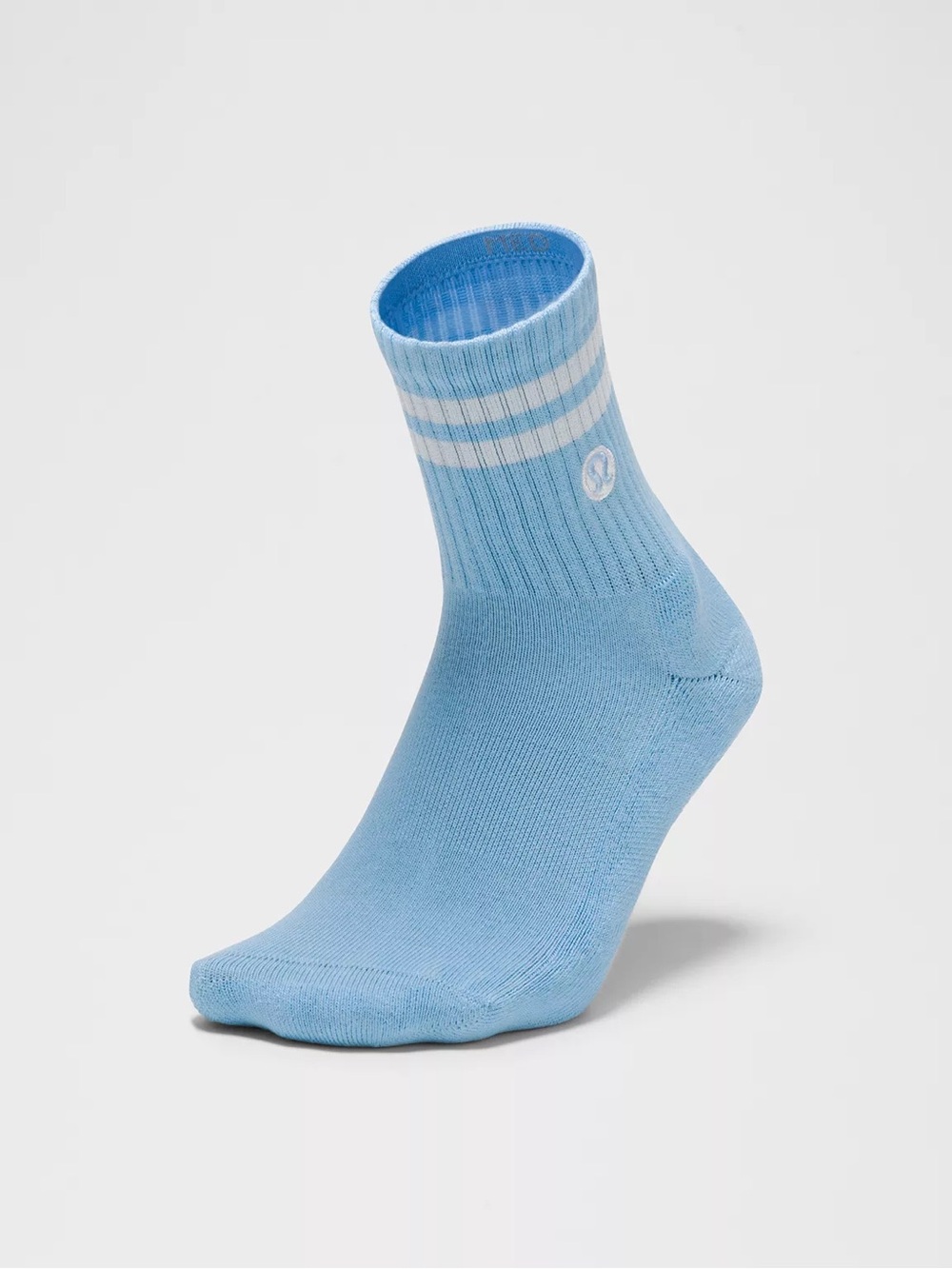 lululemon athletica Light Blue Crew Socks with White Stripes